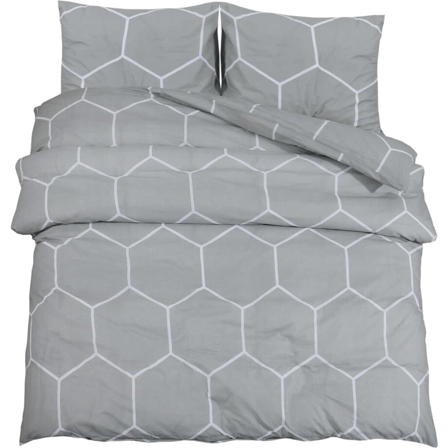 vidaXL - Dekbedovertrekset - 200x200 - cm - katoen - grijs vidaXL - Dekbedovertrekset - 200x200 - cm - katoen - grijs afbeelding 1