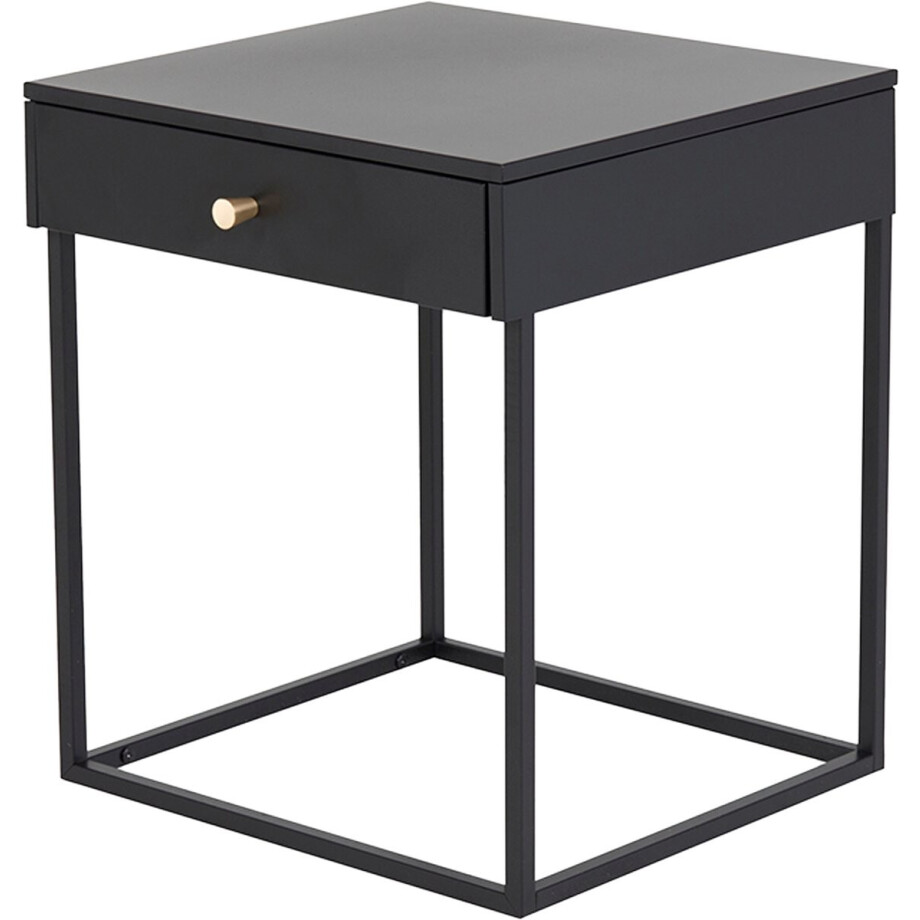 Nest living Lewis Nachtkastje Zwart - Metaal - Met Lade - Industrieel - Modern - 43 x 41 x 50 cm afbeelding 1