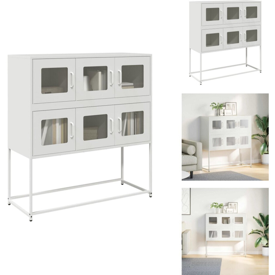 vidaXL Dressoir - Dressoirs - Opbergkast - Buffet - Dressoir 100,5x39x107 cm koudgewalst staal wit afbeelding 1