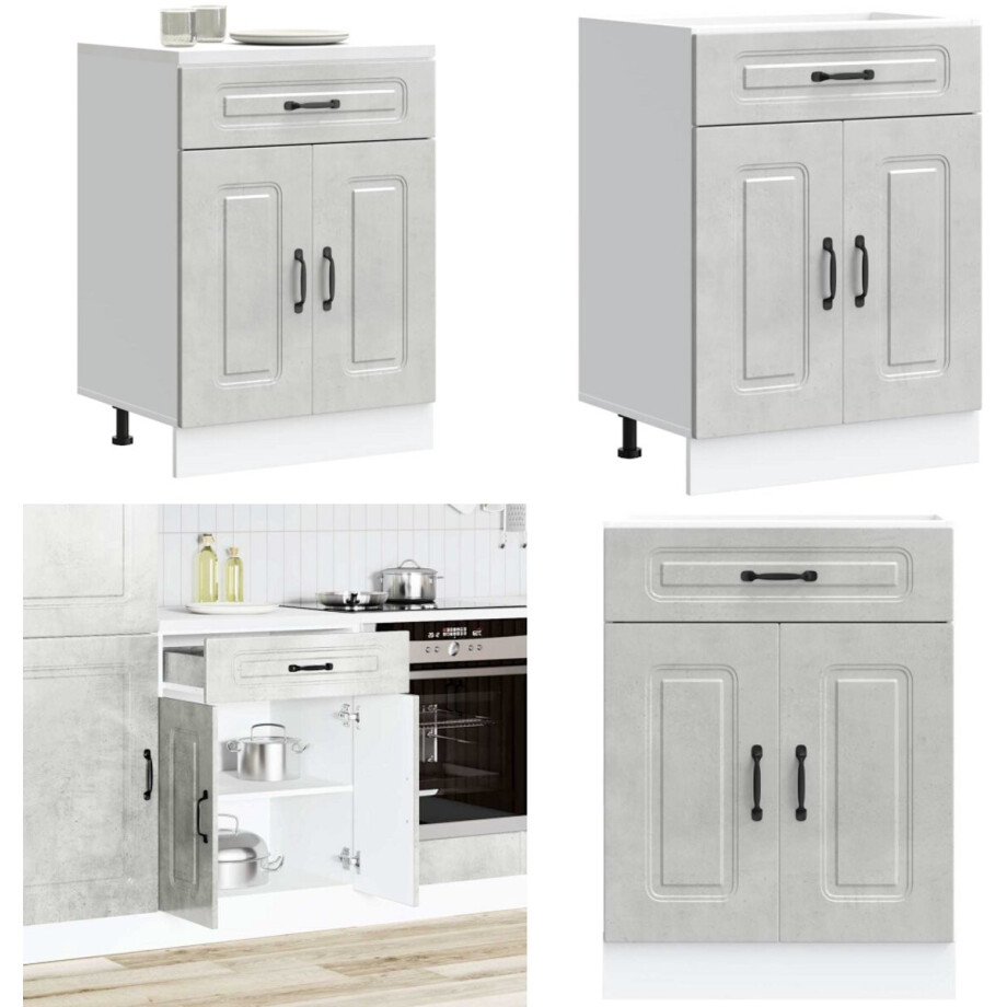 vidaXL Keuken onderkast Kalmar bewerkt hout betongrijs - Keuken Onderkast - Keuken Onderkasten - Spoelbak Onderkast - Gootsteen Onderkast afbeelding 1