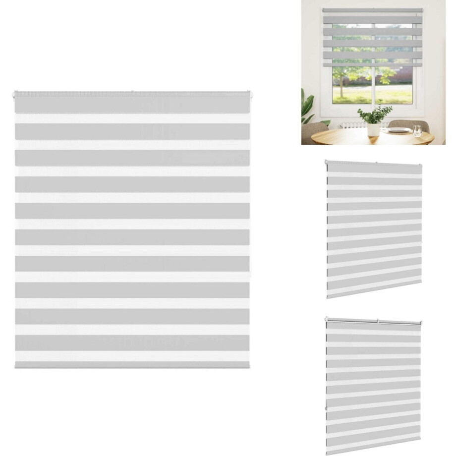 vidaXL Zebra Jaloezie - Zebra Jaloezieën - Zebra Rolgordijn - Dubbel Rolgordijn - Zebra rolgordijn 120x150 cm stofbreedte 115,9 cm lichtgrijs afbeelding 1