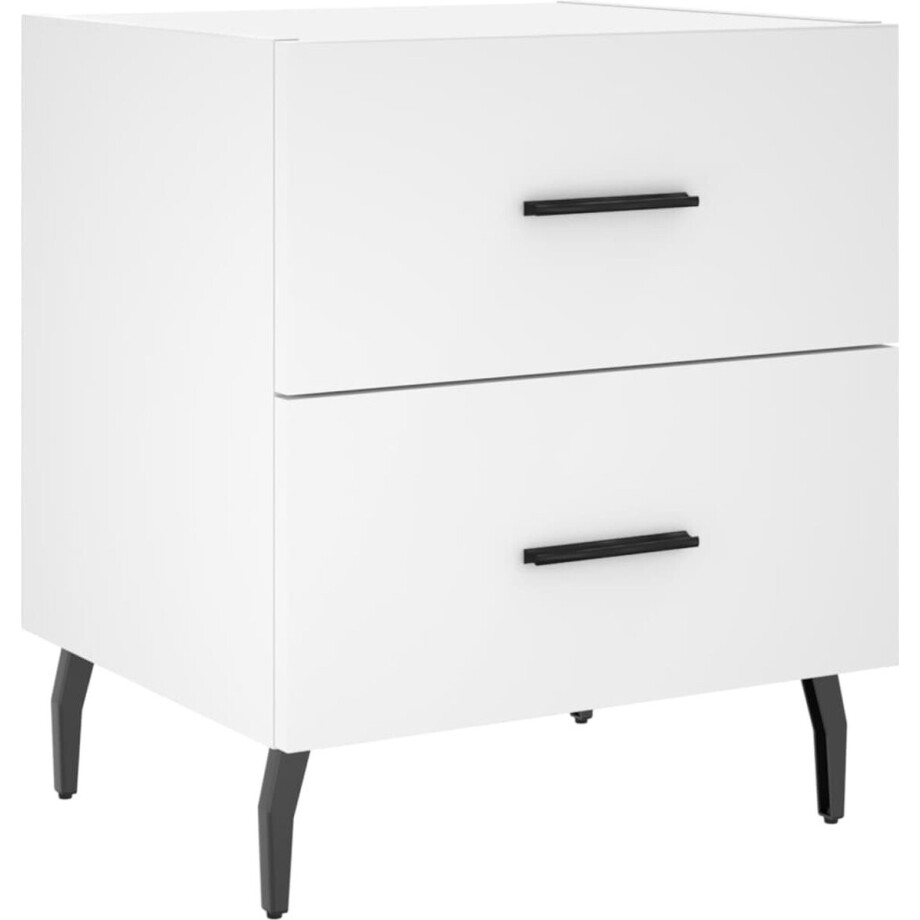 vidaXL - Nachtkastje - 40x35x47,5 - cm - bewerkt - hout - wit afbeelding 1