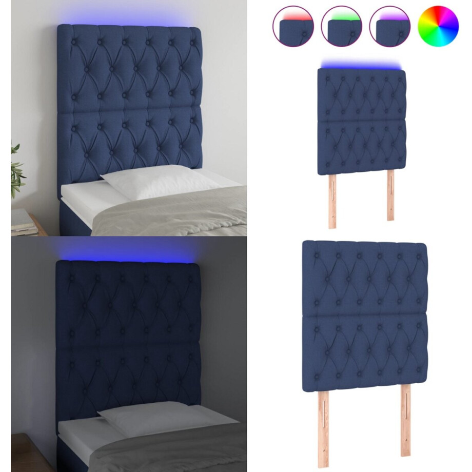 vidaXL Hoofdbord LED 80x7x118/128 cm stof blauw - Hoofdbord - Hoofdborden - Hoofdeinde - Houten Hoofdbord vidaXL Hoofdbord LED 80x7x118/128 cm stof blauw - Hoofdbord - Hoofdborden - Hoofdeinde - Houten Hoofdbord afbeelding 1