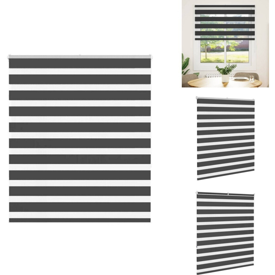vidaXL Zebra Jaloezie - Zebra Jaloezieën - Zebra Rolgordijn - Dubbel Rolgordijn - Zebra rolgordijn 105x150 cm stofbreedte 100,9 cm zwart vidaXL Zebra Jaloezie - Zebra Jaloezieën - Zebra Rolgordijn - Dubbel Rolgordijn - Zebra rolgordijn 105x150 cm stofbreedte 100,9 cm zwart afbeelding 1