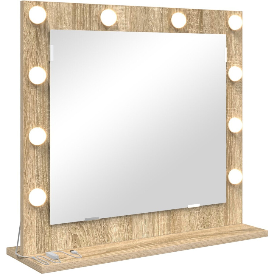 vidaXL - Make-up - Spiegel - Sonoma - Eik - 60 - x - 55 - x - 18 - cm - Bewerkt - hout - en - glas afbeelding 1