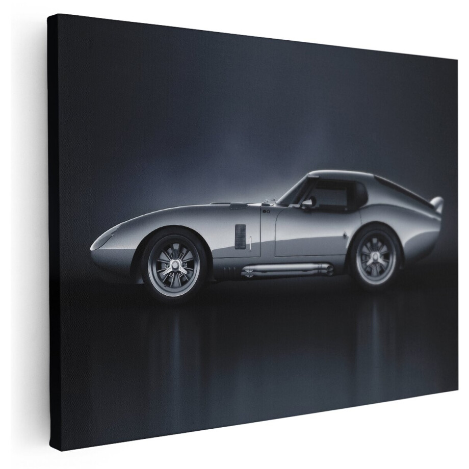 Artaza Canvas Schilderij Auto Shelby Cobra Daytona - 120x90 cm - Wanddecoratie Klassieke Sportwagen - Muurdecoratie Zilver - Kamer Accessoires afbeelding 1