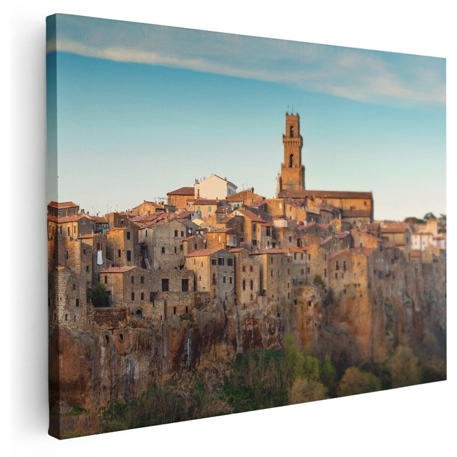 Artaza Canvas Schilderij Oude Stad in Toscane, Italië - 160x120 cm - Groot - Wanddecoratie Woonkamer - Schilderijen - Muurdecoratie afbeelding 1
