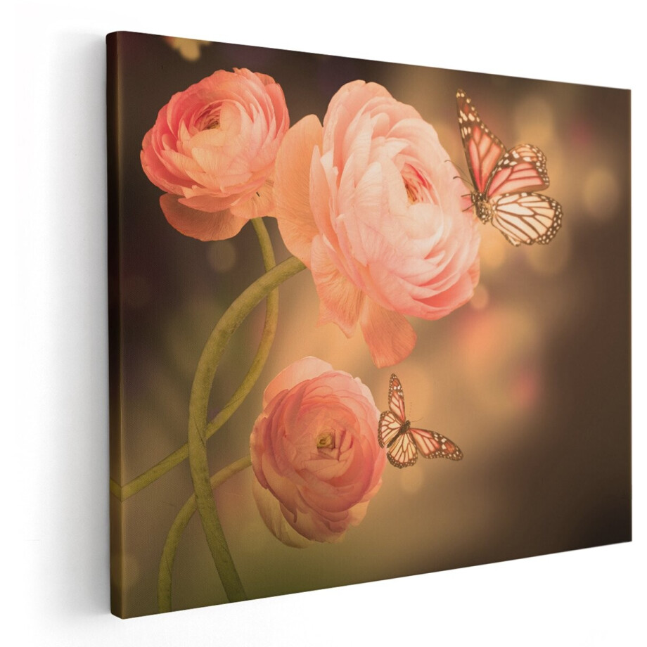 Artaza Canvas Schilderij Twee Roze Vlinders Bij Roze Rozen - 150x120 cm - Groot - Wanddecoratie Woonkamer - Schilderijen - Muurdecoratie Artaza Canvas Schilderij Twee Roze Vlinders Bij Roze Rozen - 150x120 cm - Groot - Wanddecoratie Woonkamer - Schilderijen - Muurdecoratie afbeelding 1