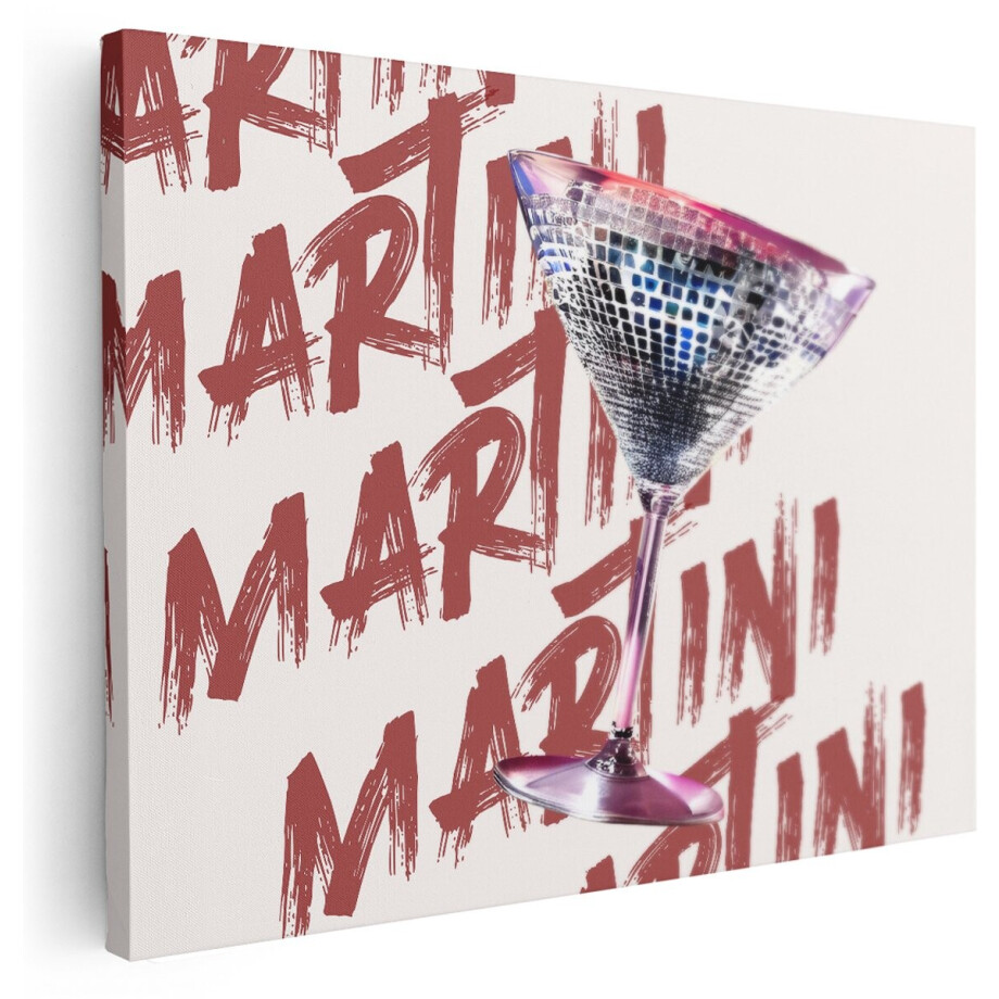Artaza Canvas Schilderij Discobol Cocktail - 160x120 cm - Groot - Wanddecoratie Martini - Muurdecoratie Tekst Art - Kamer Accessoires Bar afbeelding 1