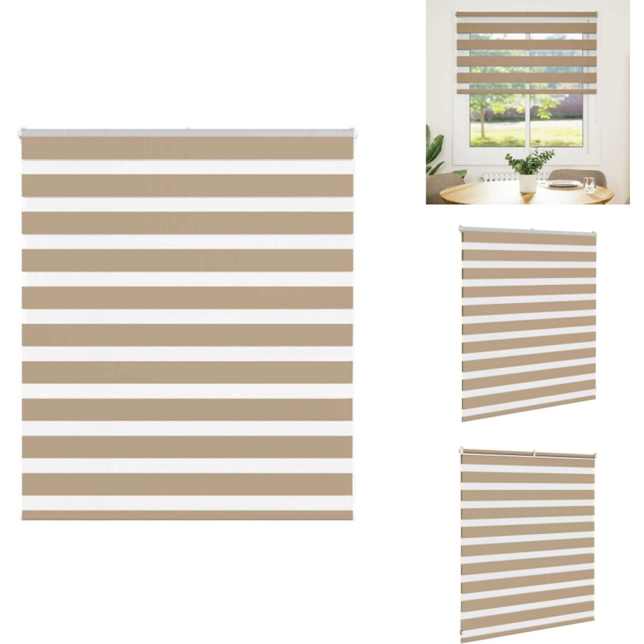 vidaXL Zebra Jaloezie - Zebra Jaloezieën - Zebra Rolgordijn - Dubbel Rolgordijn - Zebra Blind 120x100 cm stofbreedte 115,9 cm polyester zandbruin vidaXL Zebra Jaloezie - Zebra Jaloezieën - Zebra Rolgordijn - Dubbel Rolgordijn - Zebra Blind 120x100 cm stofbreedte 115,9 cm polyester zandbruin afbeelding 1