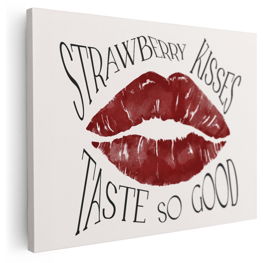 Artaza Canvas Schilderij Rode Lippen - 160x120 cm - Groot - Wanddecoratie Quote - Muurdecoratie Tekst Schilderij - Kamer Accessoires Romantisch afbeelding 1