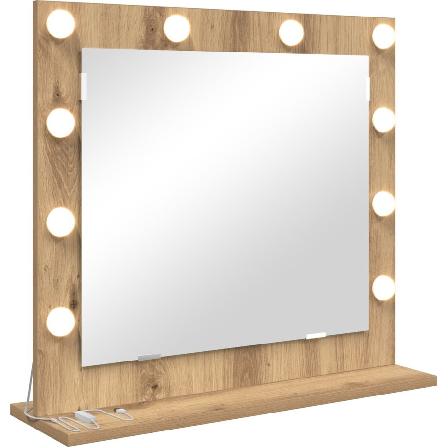 vidaXL - Make-up - Spiegel - Rechthoekig - Artisan - Eiken - 60 - x - 55 - x - 18 - cm afbeelding 1