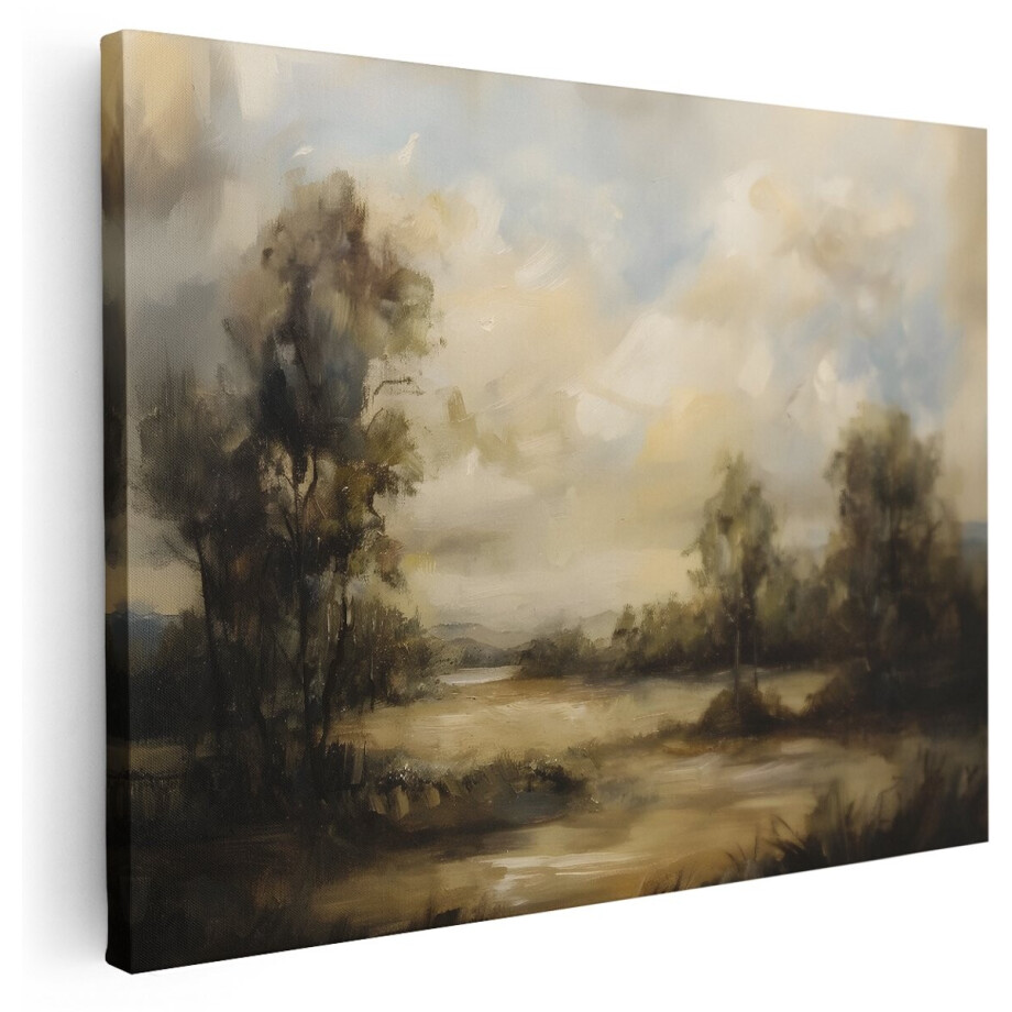 Artaza Canvas Schilderij Bos - 160x120 cm - Groot - Wanddecoratie Landelijk - Muurdecoratie Natuur - Decoratie Boom - Kamer Accessoires afbeelding 1
