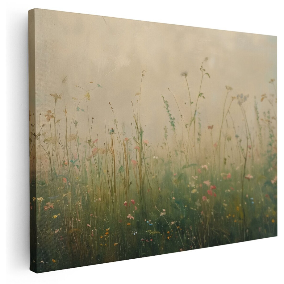 Artaza Canvas Schilderij Wilde Bloemen - 160x120 cm - Groot - Wanddecoratie Bloemenweide - Muurdecoratie Boho - Kamer Accessoires Woonkamer afbeelding 1