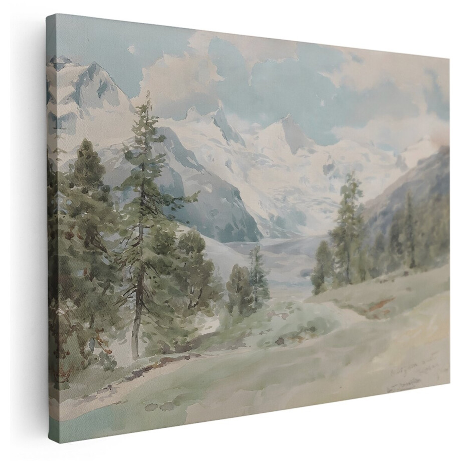 Artaza Canvas Schilderij Berglandschap - 120x90 cm - Wanddecoratie Bergen - Muurdecoratie Vintage - Schilderijen Natuur Landschap Artaza Canvas Schilderij Berglandschap - 120x90 cm - Wanddecoratie Bergen - Muurdecoratie Vintage - Schilderijen Natuur Landschap afbeelding 1