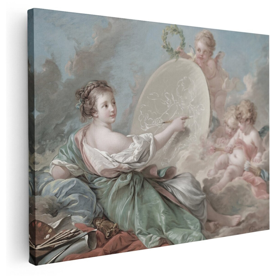 Artaza Canvas Schilderij Muze Met Putti - 160x120 cm - Groot - Wanddecoratie Barok Schilderkunst - Muurdecoratie Engelen - Schilderijen Klassiek Artaza Canvas Schilderij Muze Met Putti - 160x120 cm - Groot - Wanddecoratie Barok Schilderkunst - Muurdecoratie Engelen - Schilderijen Klassiek afbeelding 1