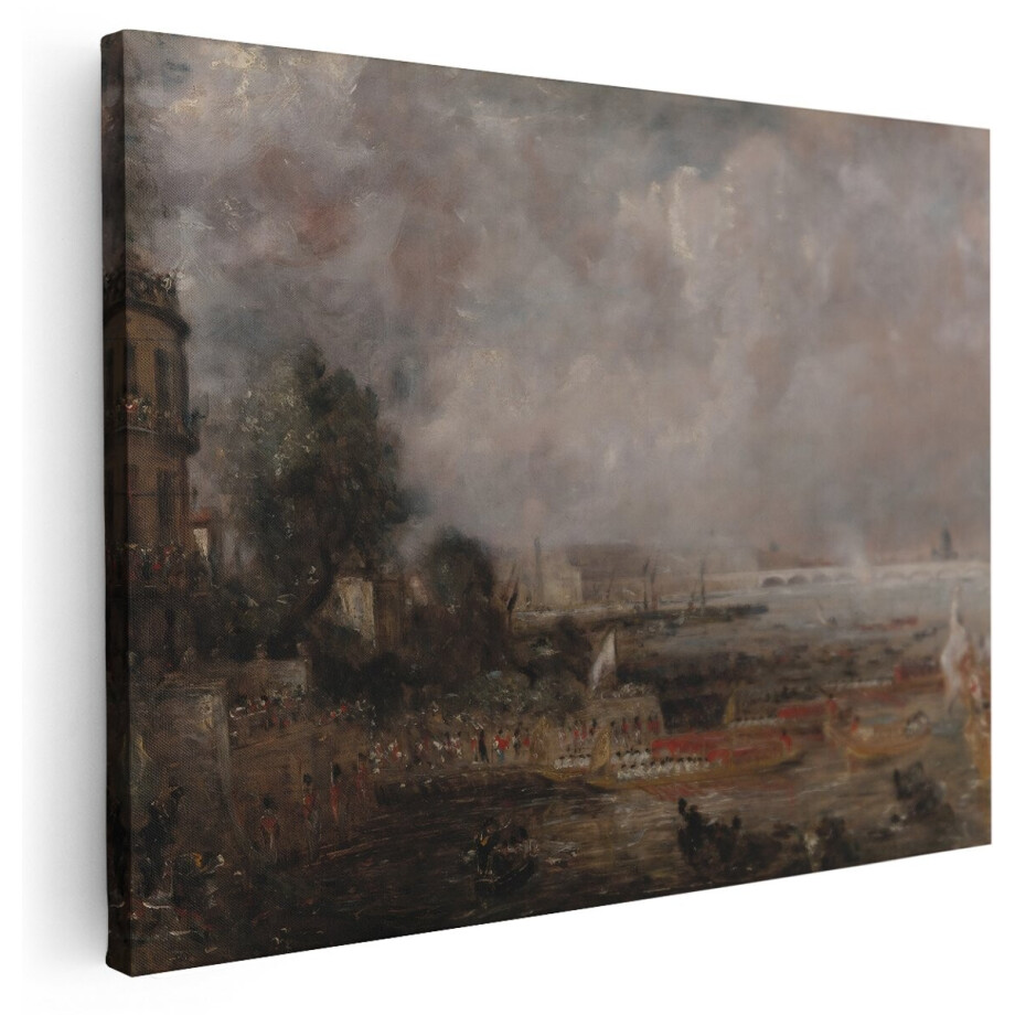 Artaza Canvas Schilderij Landschap - 160x120 cm - Groot - Wanddecoratie Theems Londen - Muurdecoratie Klassiek - Schilderijen Op Canvas afbeelding 1