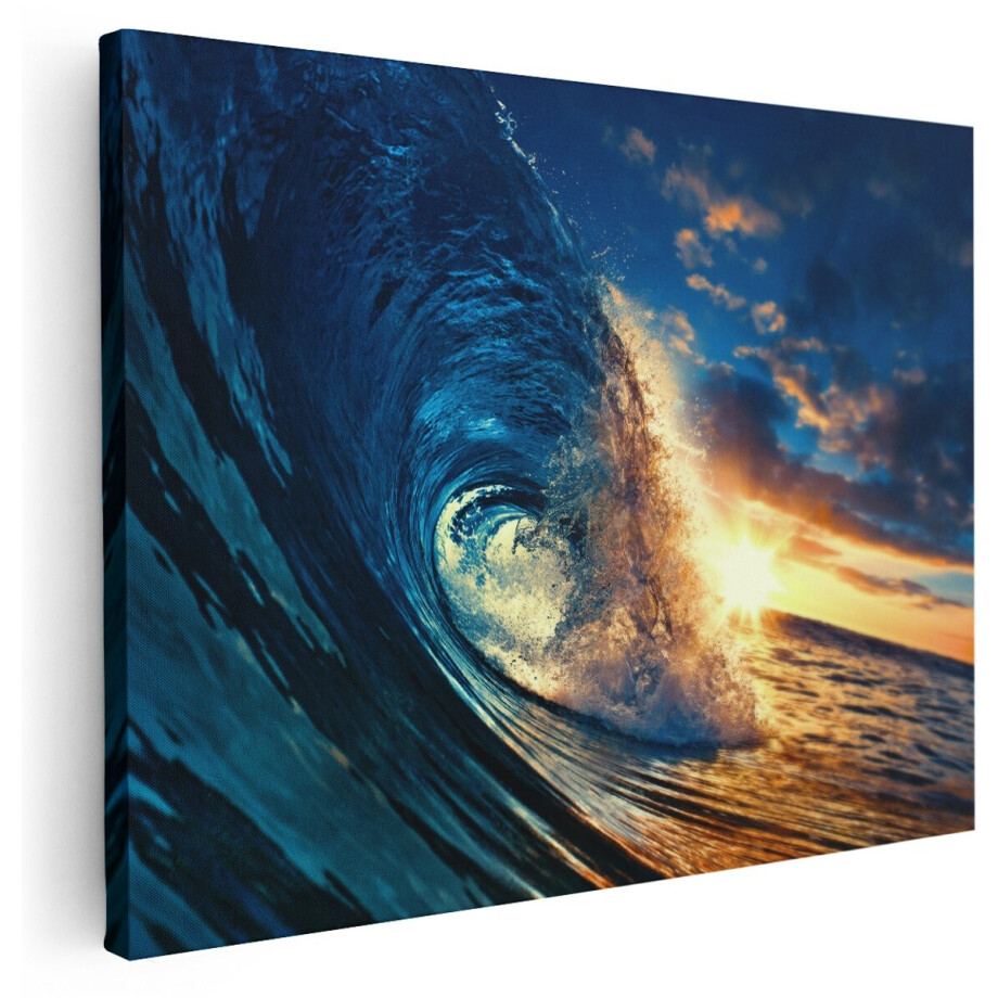 Artaza Canvas Schilderij Golfen bij Zonsondergang - 160x120 cm - Groot - Wanddecoratie Woonkamer - Schilderijen - Muurdecoratie afbeelding 1