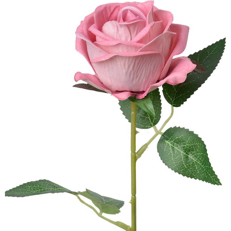 Clayre & Eef Kunstbloem Roos- Zijden 50 cm Roze Kunststof Kunstbloemen afbeelding 1