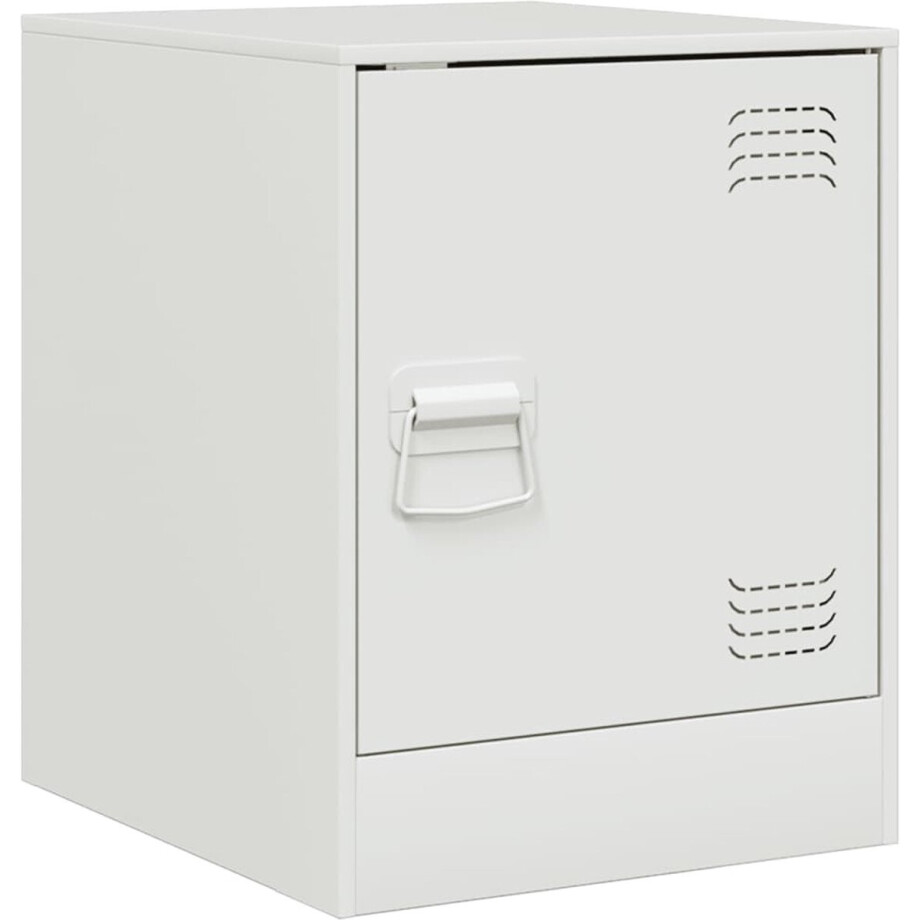 vidaXL Nachtkastje - Staal - Wit - 34,5x39x44 cm Nachtkastje - Nachtkastjes - Bijzettafel - Wandkastje afbeelding 1