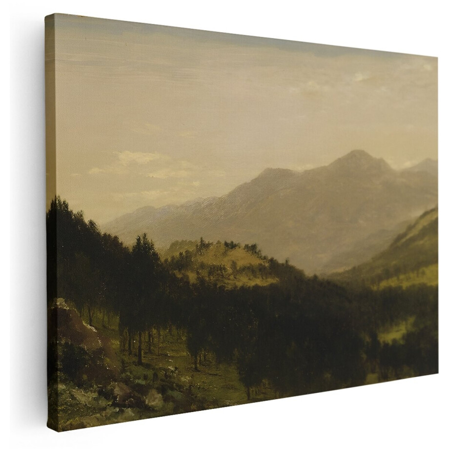 Artaza Canvas Schilderij Landschap - 160x120 cm - Groot - Wanddecoratie Bergen - Muurdecoratie Natuur - Schilderijen Op Canvas Bos - Romantisch afbeelding 1