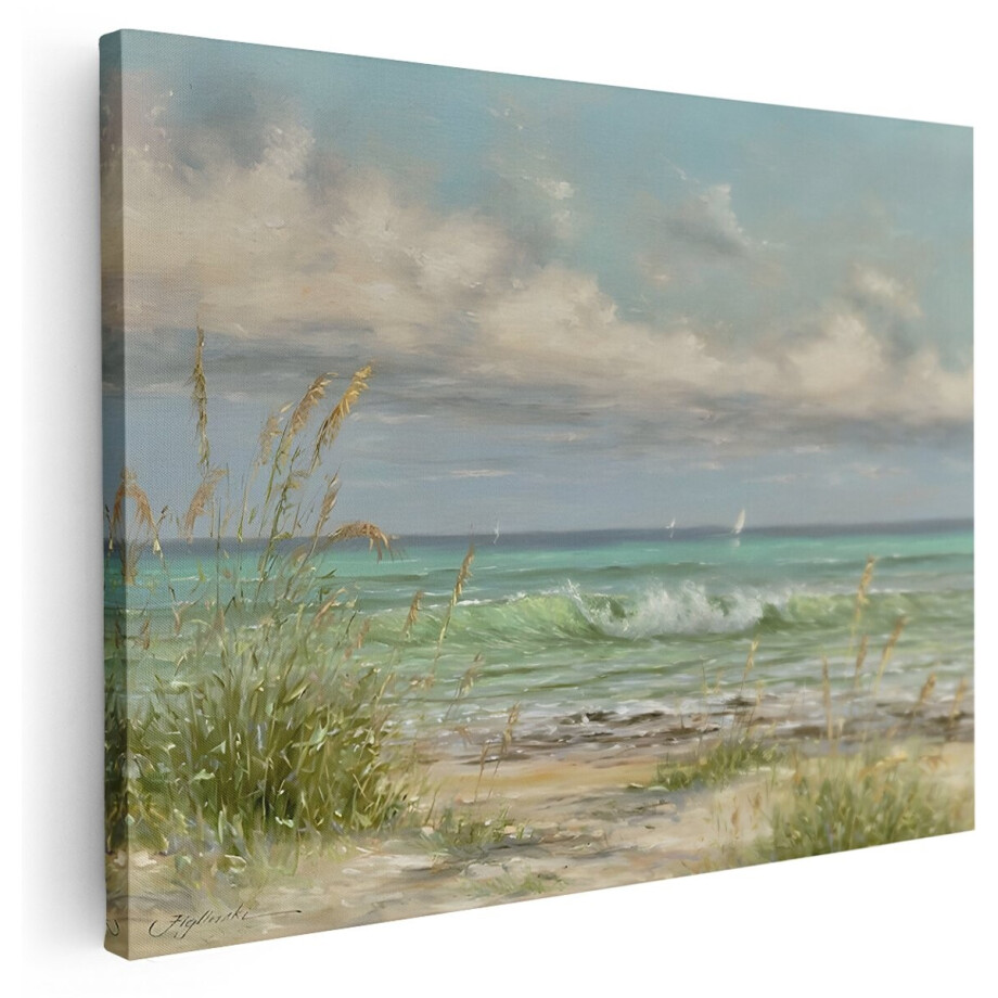 Artaza Canvas Schilderij Zee Landschap - 160x120 cm - Groot - Wanddecoratie Strand - Muurdecoratie Golven - Schilderijen Op Canvas Natuur Artaza Canvas Schilderij Zee Landschap - 160x120 cm - Groot - Wanddecoratie Strand - Muurdecoratie Golven - Schilderijen Op Canvas Natuur afbeelding 1