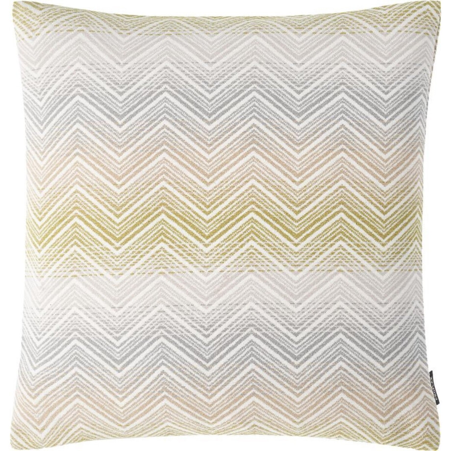 Zachte Jacquard sierkussenhoes zigzag 45x45 crème oker & grijs Zachte Jacquard sierkussenhoes zigzag 45x45 crème oker & grijs afbeelding 1