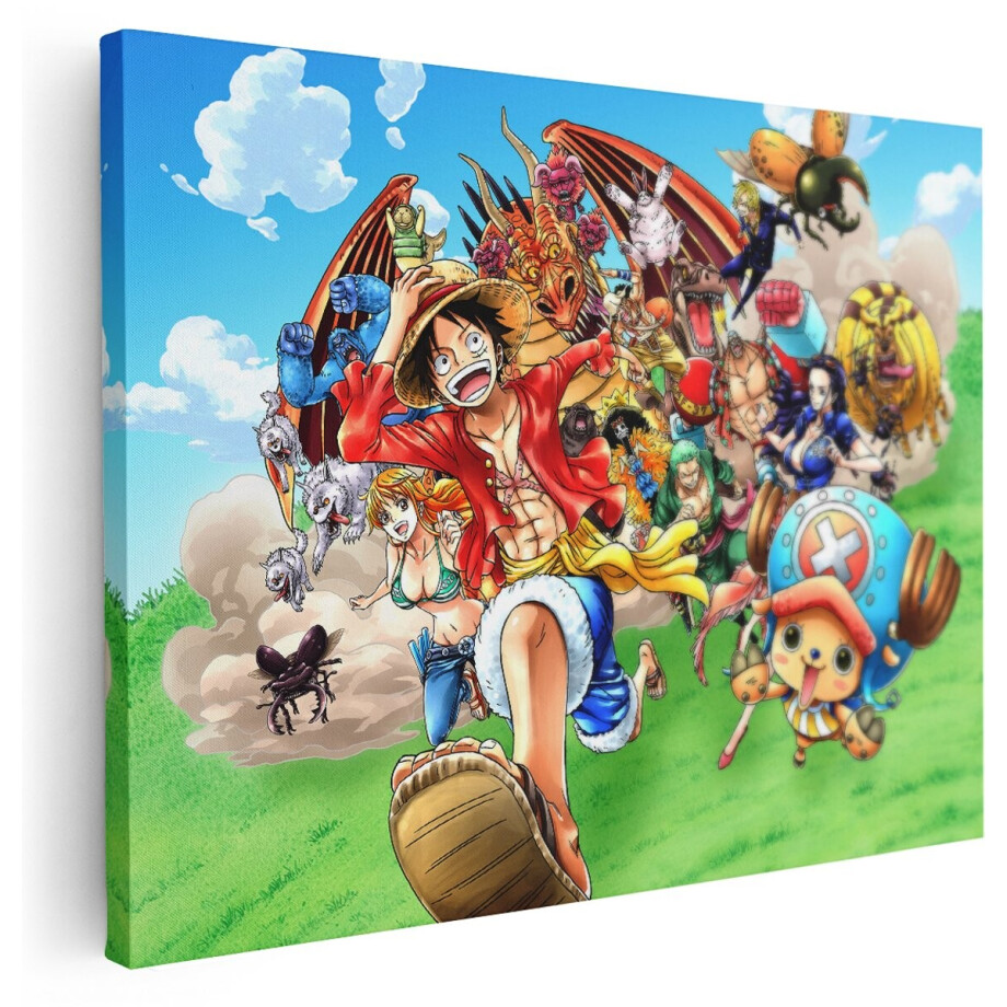 Artaza Canvas Schilderij Anime - 160x120 cm - Groot - One Piece Wanddecoratie Bemanning - Muurdecoratie Slaapkamer Jongen - Kamer Accessoires afbeelding 1