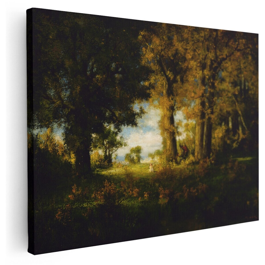 Artaza Canvas Schilderij Herfst Landschap - 160x120 cm - Groot - Wanddecoratie Bos Natuur - Muurdecoratie Boom - Schilderijen Op Canvas afbeelding 1