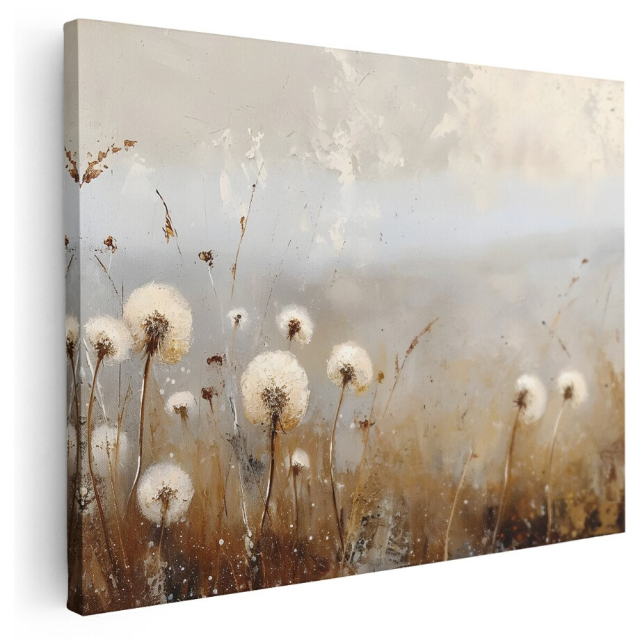 Artaza Canvas Schilderij Abstract Bloemenveld - 40x30 cm - Wanddecoratie Paardenbloem - Muurdecoratie Natuur Landschap - Boho Schilderijen Op Canvas afbeelding 1