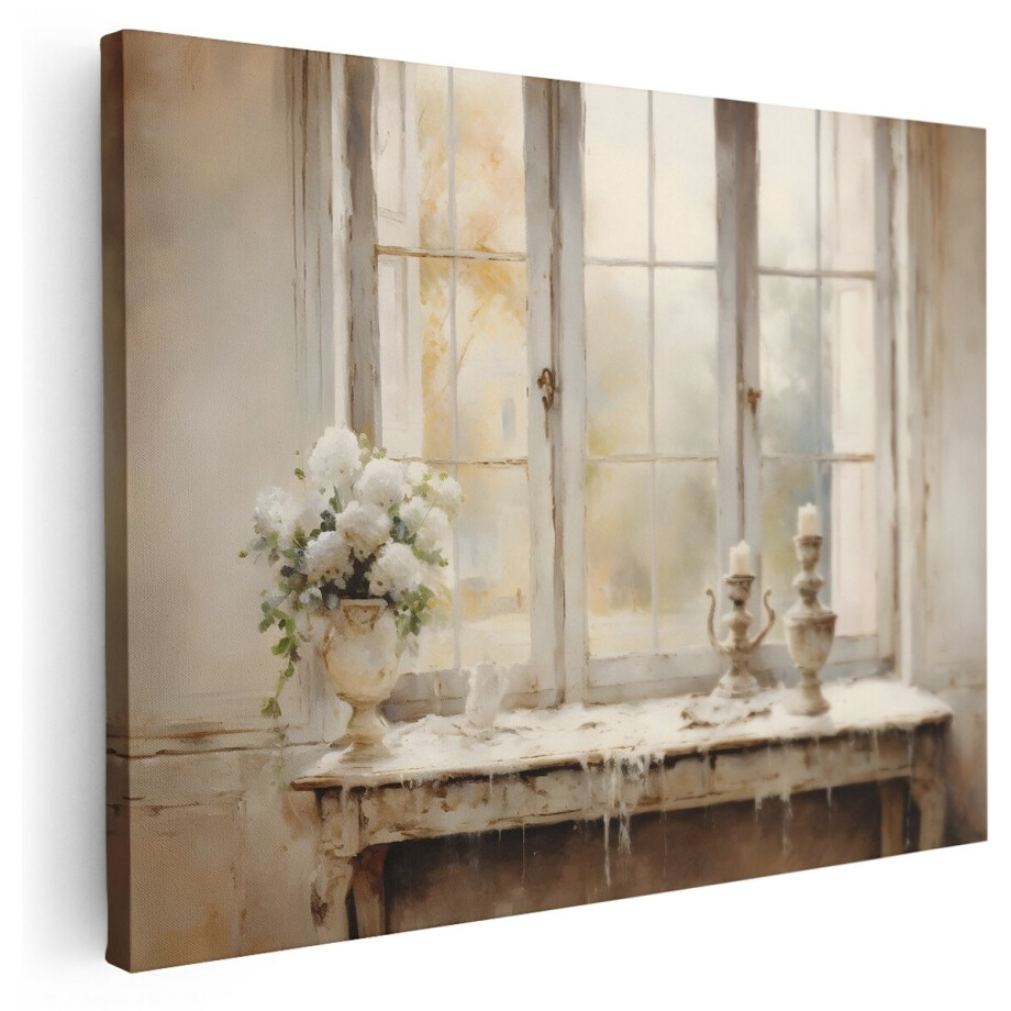 Artaza Canvas Schilderij Stilleven Bloemen - 80x60 cm - Wanddecoratie Landelijk - Muurdecoratie Brocante - Schilderijen Op Canvas Vintage Artaza Canvas Schilderij Stilleven Bloemen - 80x60 cm - Wanddecoratie Landelijk - Muurdecoratie Brocante - Schilderijen Op Canvas Vintage afbeelding 1