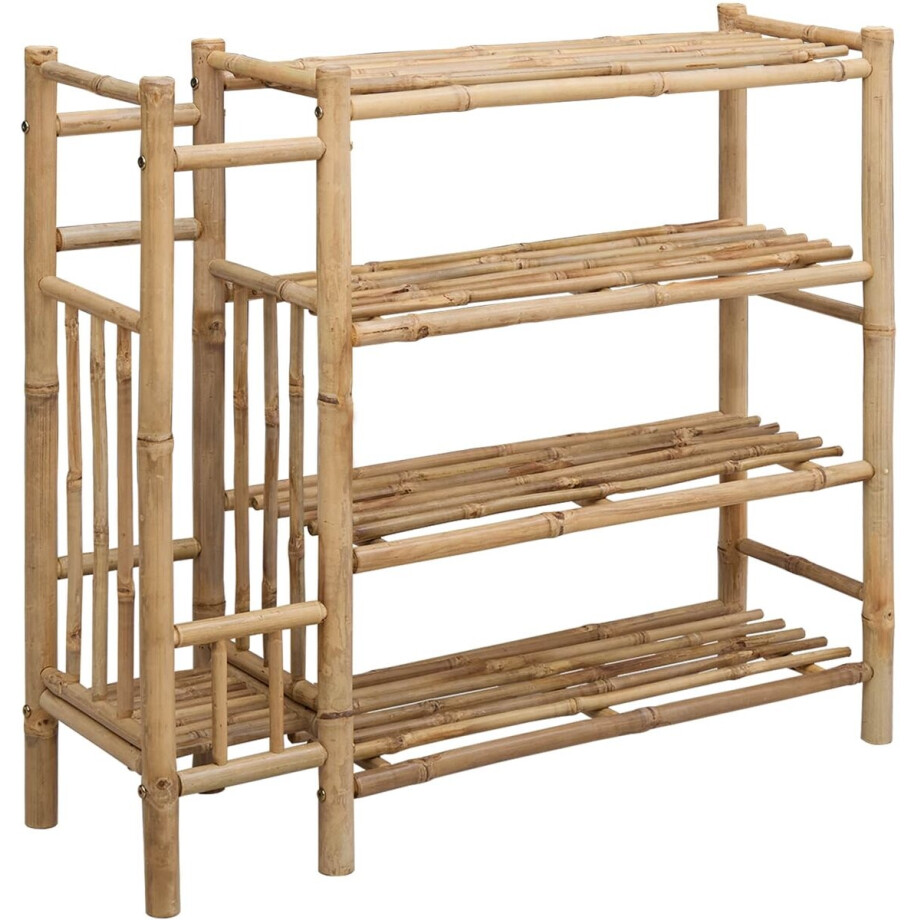 vidaXL - Schoenrek - met - plank - met - opslag - Naturel - 88 - x - 27 - x - 80 - cm - Bamboe vidaXL - Schoenrek - met - plank - met - opslag - Naturel - 88 - x - 27 - x - 80 - cm - Bamboe afbeelding 1