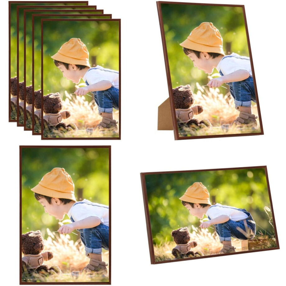 vidaXL Fotolijsten 5 st voor wand of tafel 59,4x84 cm MDF bronskleurig - Fotolijst - Fotolijsten - Lijst - Lijsten afbeelding 1