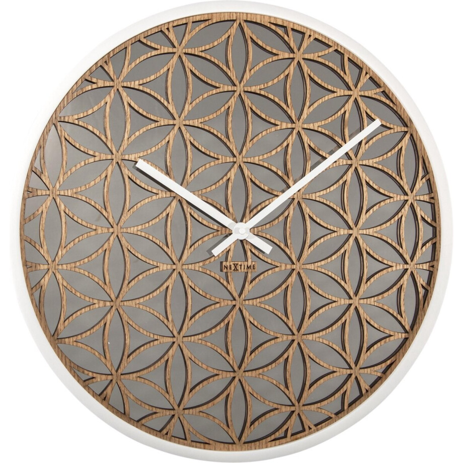 NeXtime Bella Mirror – Wandklok – 50 cm – Hout/Spiegel – Wit NeXtime Bella Mirror – Wandklok – 50 cm – Hout/Spiegel – Wit afbeelding 1