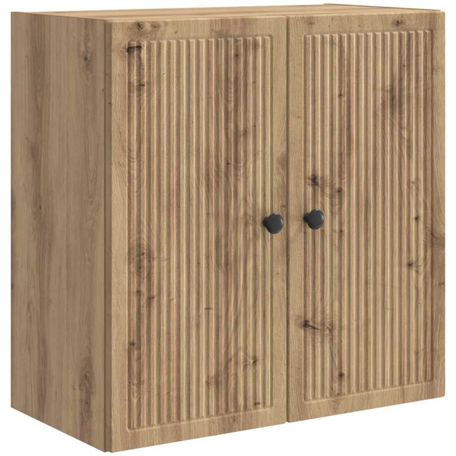 vidaXL - Wandkast - Artisanaal - eiken - 59 - x - 31 - x - 60 - cm - Bewerkt - hout afbeelding 1