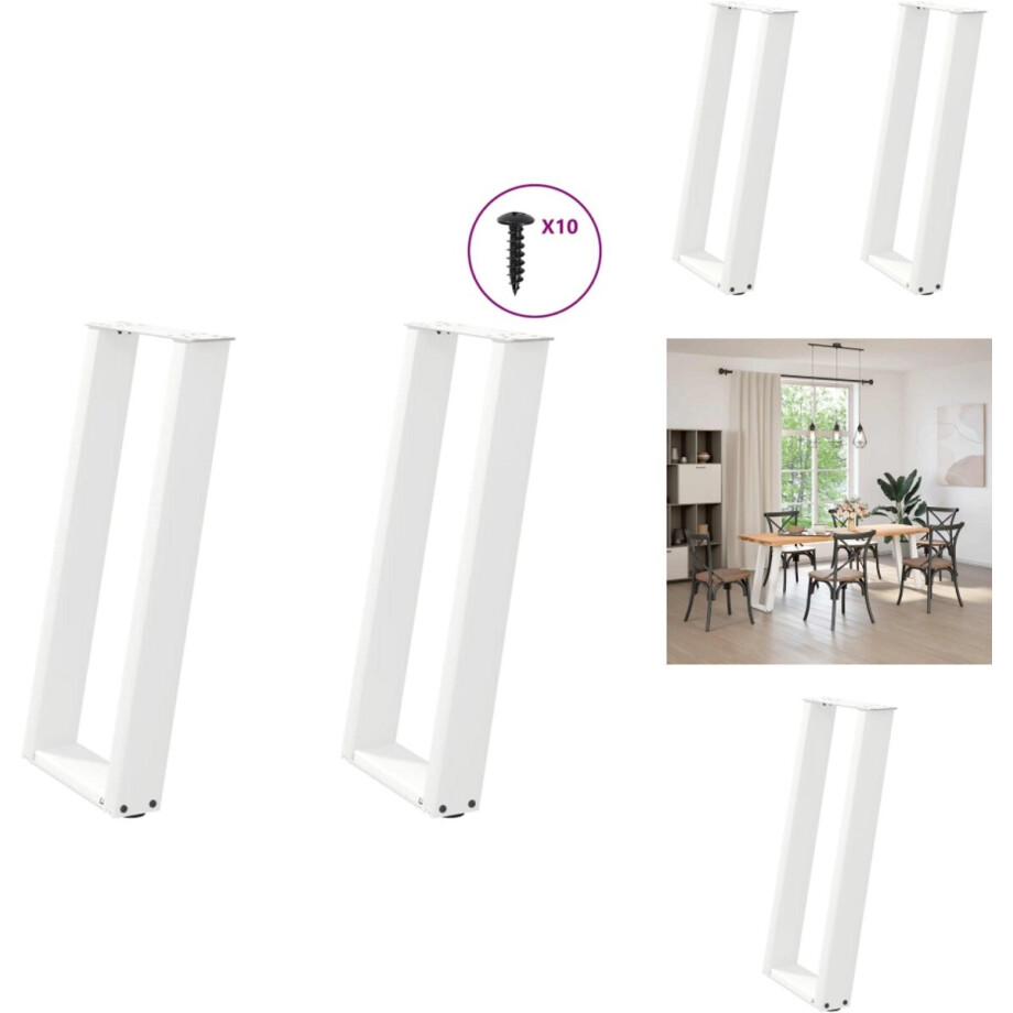 vidaXL Console Tafelpoot - Console Tafelpoten - Tafelpoot - Meubel Tafelpoot - Console tafelpoten 2 st U-vormig 28x(72-73) cm staal wit vidaXL Console Tafelpoot - Console Tafelpoten - Tafelpoot - Meubel Tafelpoot - Console tafelpoten 2 st U-vormig 28x(72-73) cm staal wit afbeelding 1