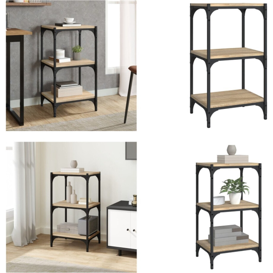 vidaXL Boekenkast 40x33x70,5 cm bewerkt hout en staal Sonoma eiken - Boekenkast - Boekenkasten - Boekenplank - Boekenkast afbeelding 1