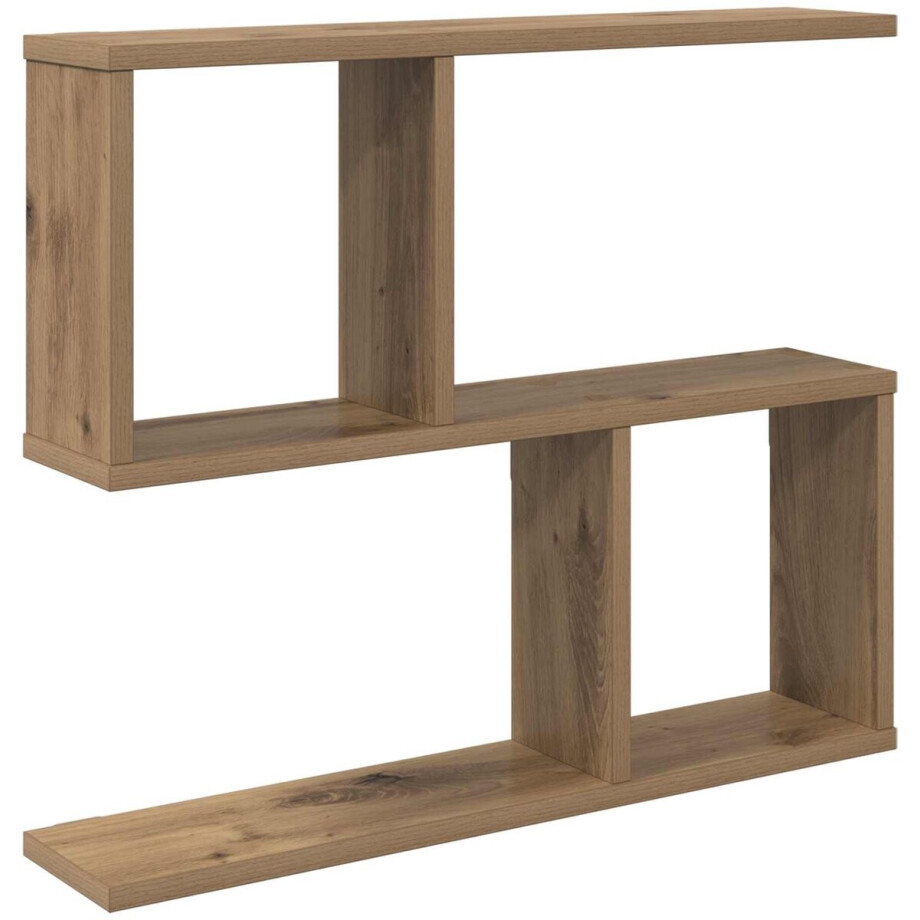 vidaXL - Wandplank - Artisanaal - eiken - 60 - x - 12 - x - 50,5 - cm - Bewerkt - hout afbeelding 