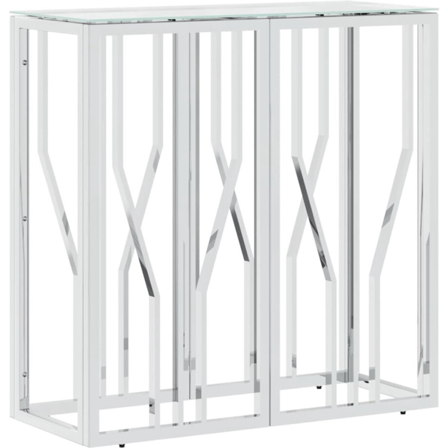 vidaXL - Wandtafel - 70x30x70 - cm - roestvrij - staal - en - glas afbeelding 1