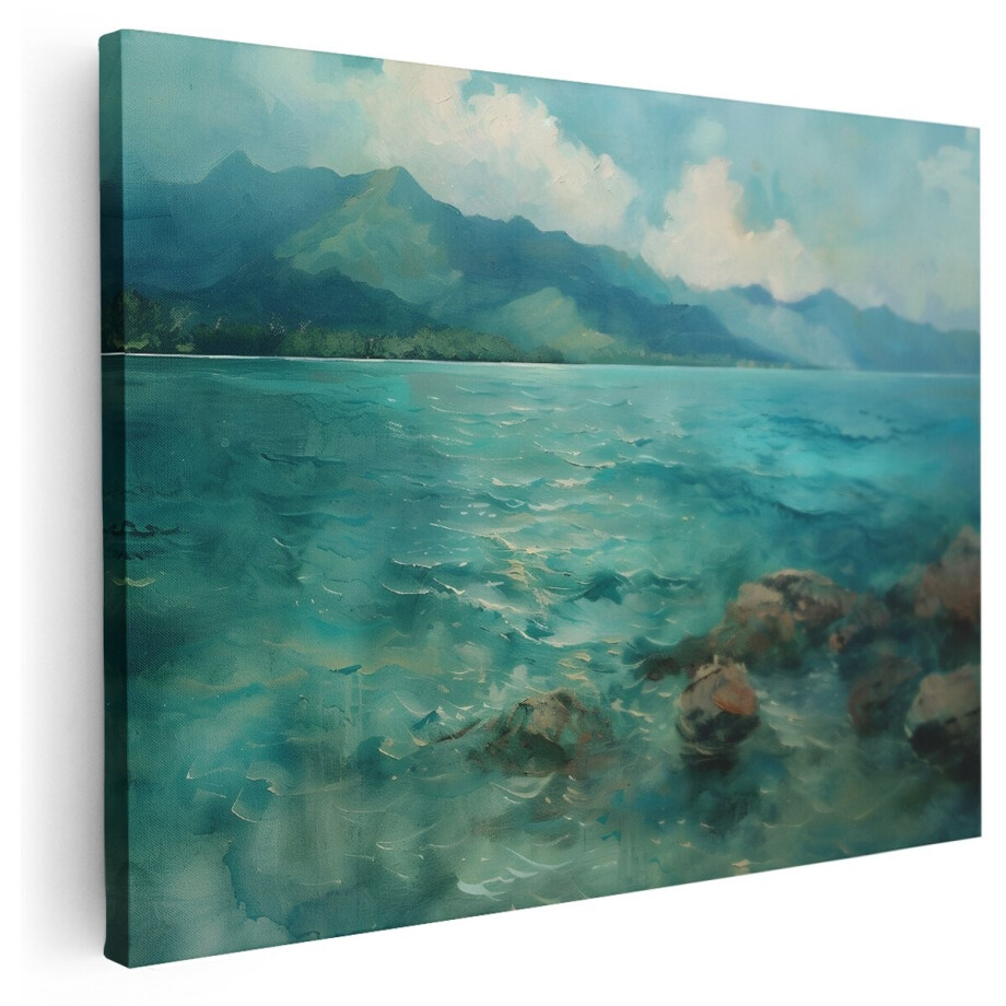 Artaza Canvas Schilderij Landschap - 160x120 cm - Groot - Wanddecoratie Zee En Bergen - Muurdecoratie Natuur - Kamer Accessoires Turquoise Artaza Canvas Schilderij Landschap - 160x120 cm - Groot - Wanddecoratie Zee En Bergen - Muurdecoratie Natuur - Kamer Accessoires Turquoise afbeelding 1