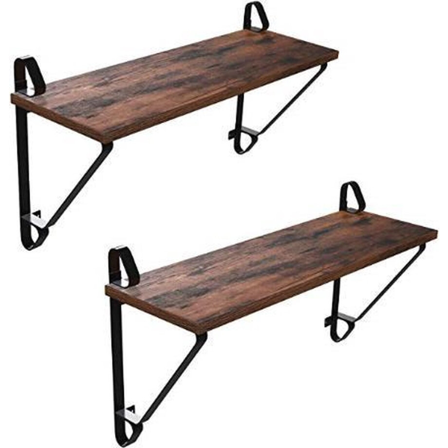 MIRA Home - Muurplank | Legplank | Set van 2 | Vintage | Bruin| Wandmontage | Boekenplank | Fotolijstplank MIRA Home - Muurplank | Legplank | Set van 2 | Vintage | Bruin| Wandmontage | Boekenplank | Fotolijstplank afbeelding 1