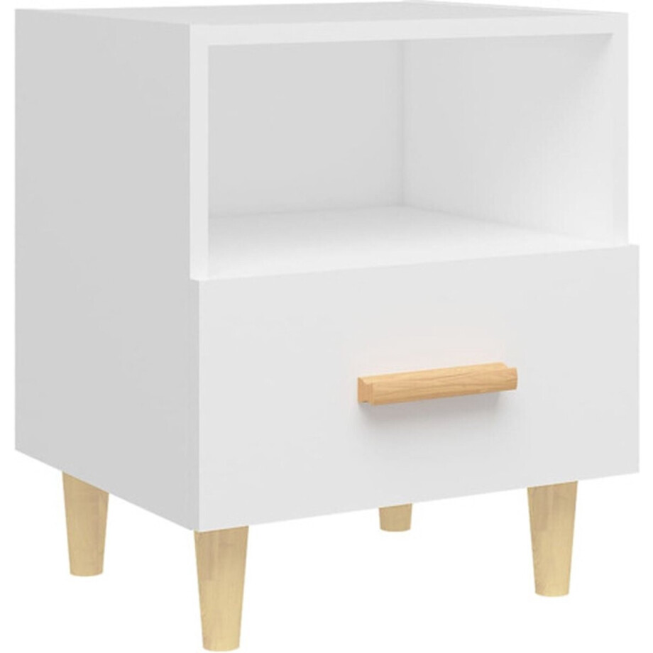 vidaXL - Nachtkastje - 40x35x47 - cm - wit afbeelding 1
