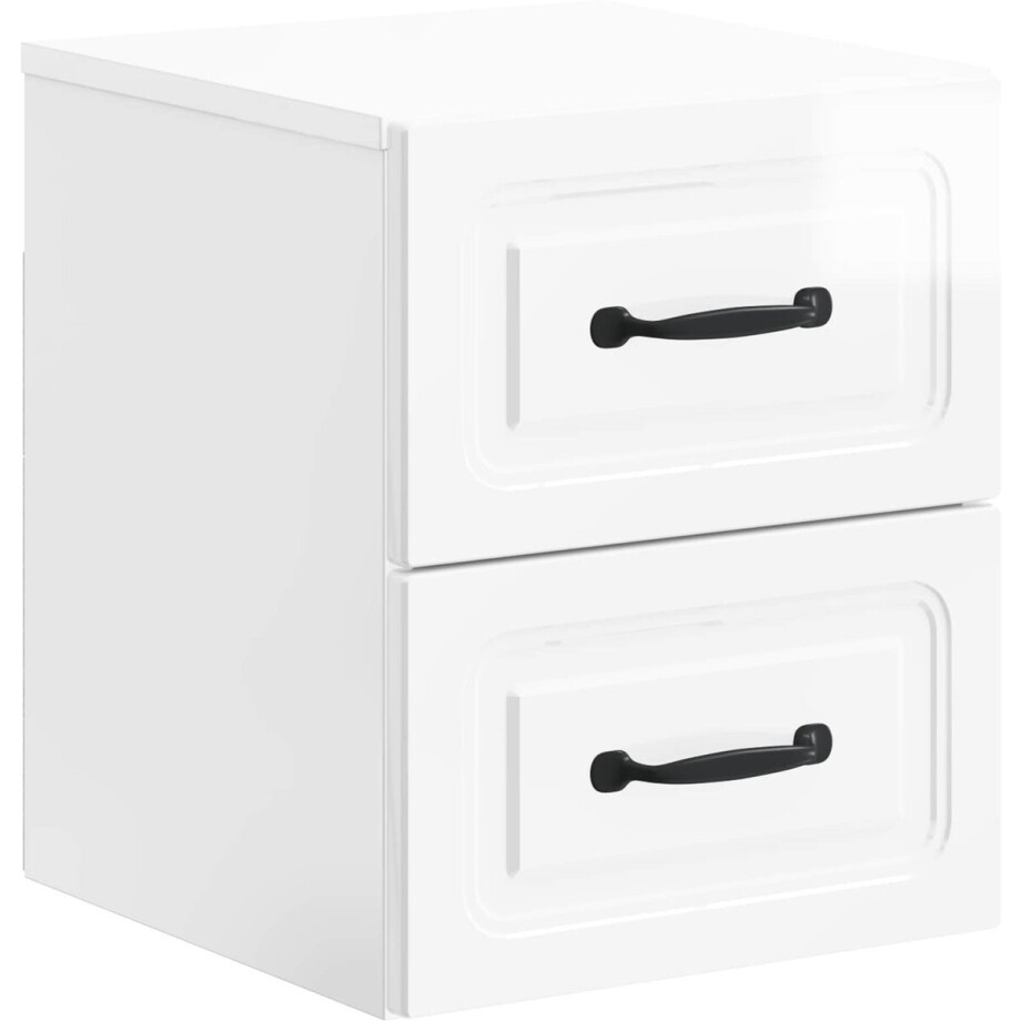 vidaXL - Muurbevestigde - Nachttafel - Hoogglans - Wit - 34,5 - x - 33 - x - 40 - cm vidaXL - Muurbevestigde - Nachttafel - Hoogglans - Wit - 34,5 - x - 33 - x - 40 - cm afbeelding 1