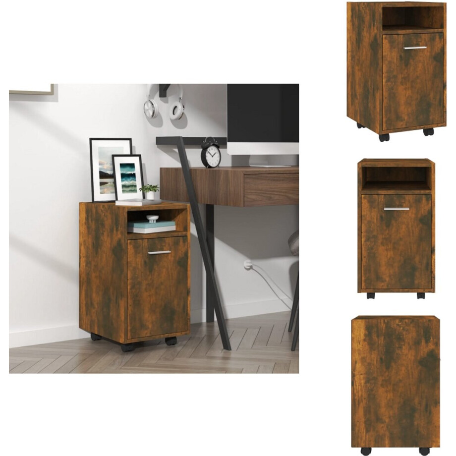 vidaXL Bijzetkast - Bijzetkasten - Kast - Kast Met Wielen - Bijzetkast met wielen 33x38x60 cm bewerkt hout gerookt eiken vidaXL Bijzetkast - Bijzetkasten - Kast - Kast Met Wielen - Bijzetkast met wielen 33x38x60 cm bewerkt hout gerookt eiken afbeelding 1