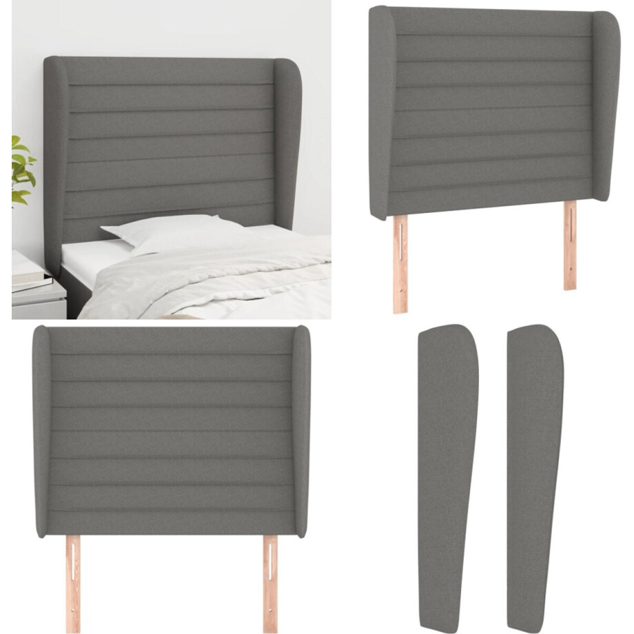 vidaXL Hoofdbord met randen 83x23x118/128 cm stof donkergrijs - Hoofdbord - Hoofdborden - Hoofdeinde - Houten Hoofdbord vidaXL Hoofdbord met randen 83x23x118/128 cm stof donkergrijs - Hoofdbord - Hoofdborden - Hoofdeinde - Houten Hoofdbord afbeelding 1