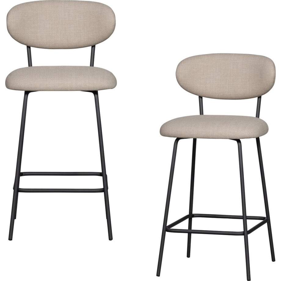 WOOOD Kjeld Barstoelen - Polyester - Naturel - Set van 2 afbeelding 1