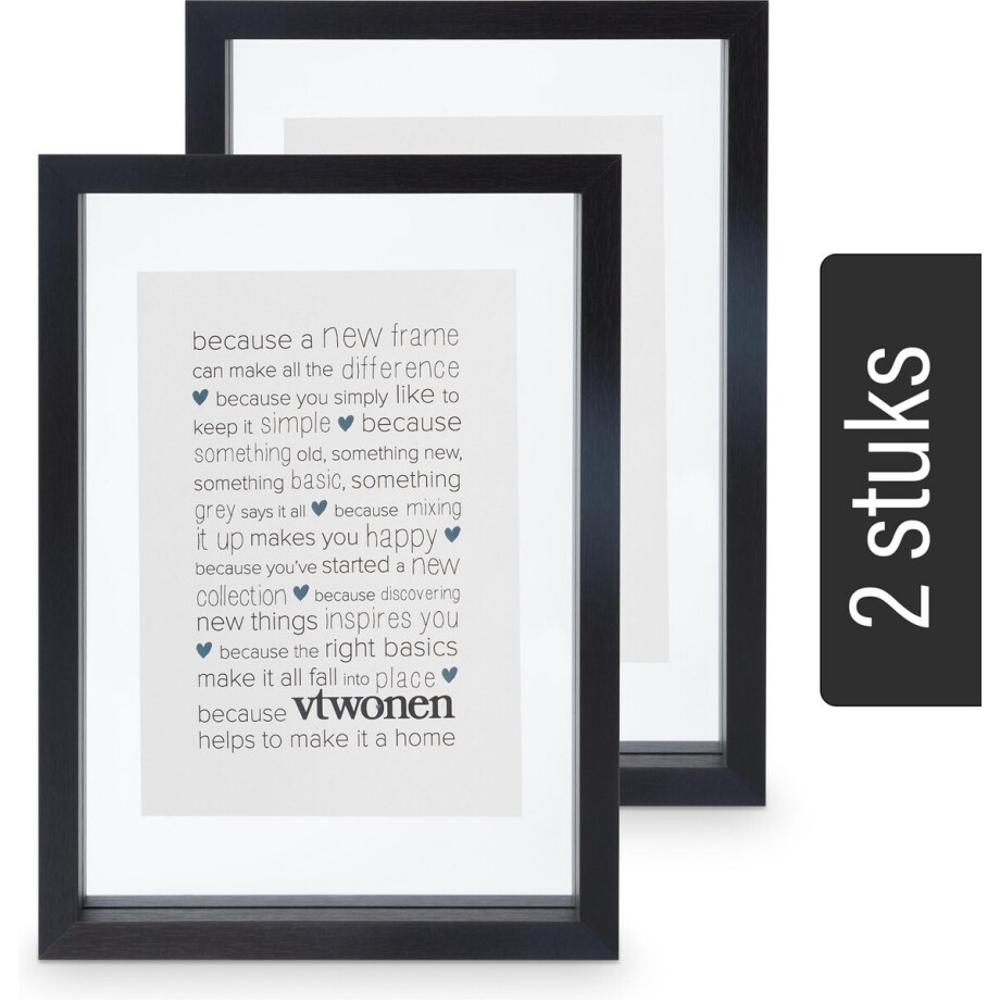 vtwonen Fotolijsten - 2 Stuks - Hout - Zwart - 22x31cm afbeelding 1