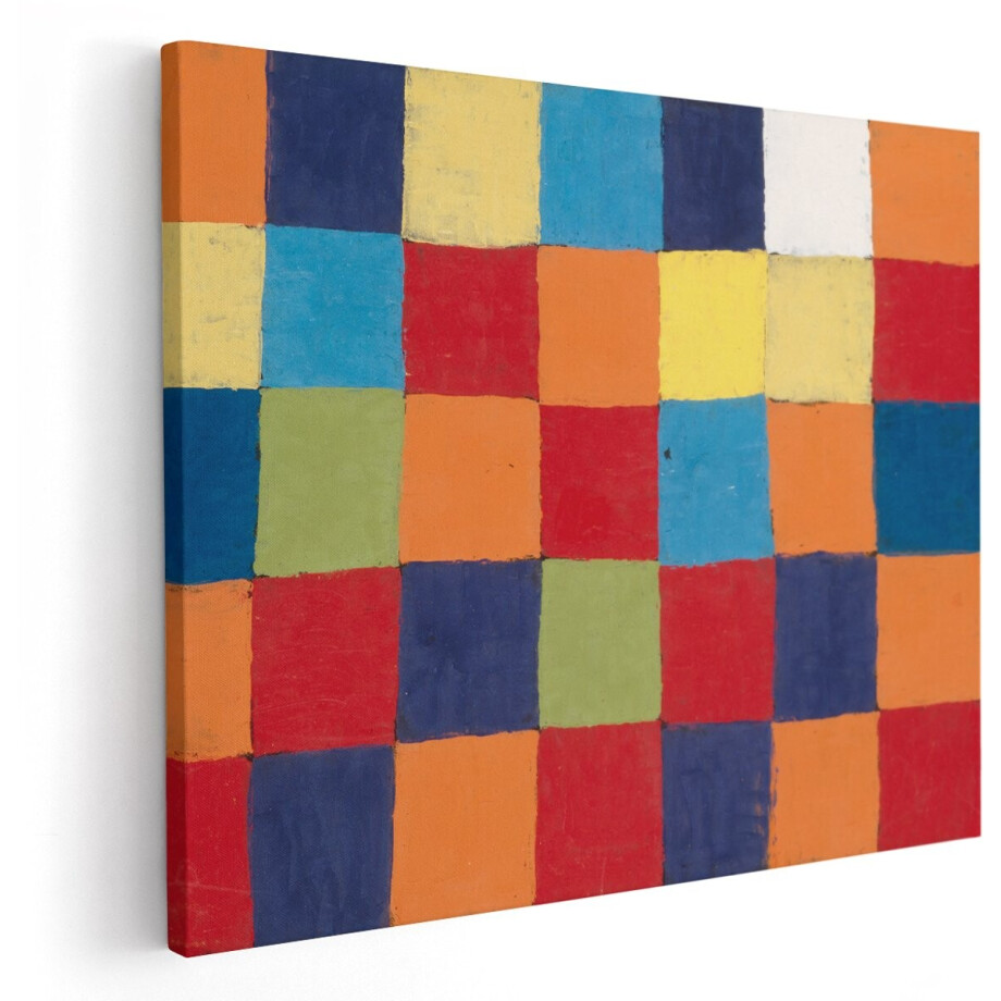 Artaza Canvas Schilderij Abstract - 100x80 cm - Wanddecoratie Modern - Muurdecoratie Kleurrijk - Geometrisch Schilderijen Op Canvas afbeelding 1
