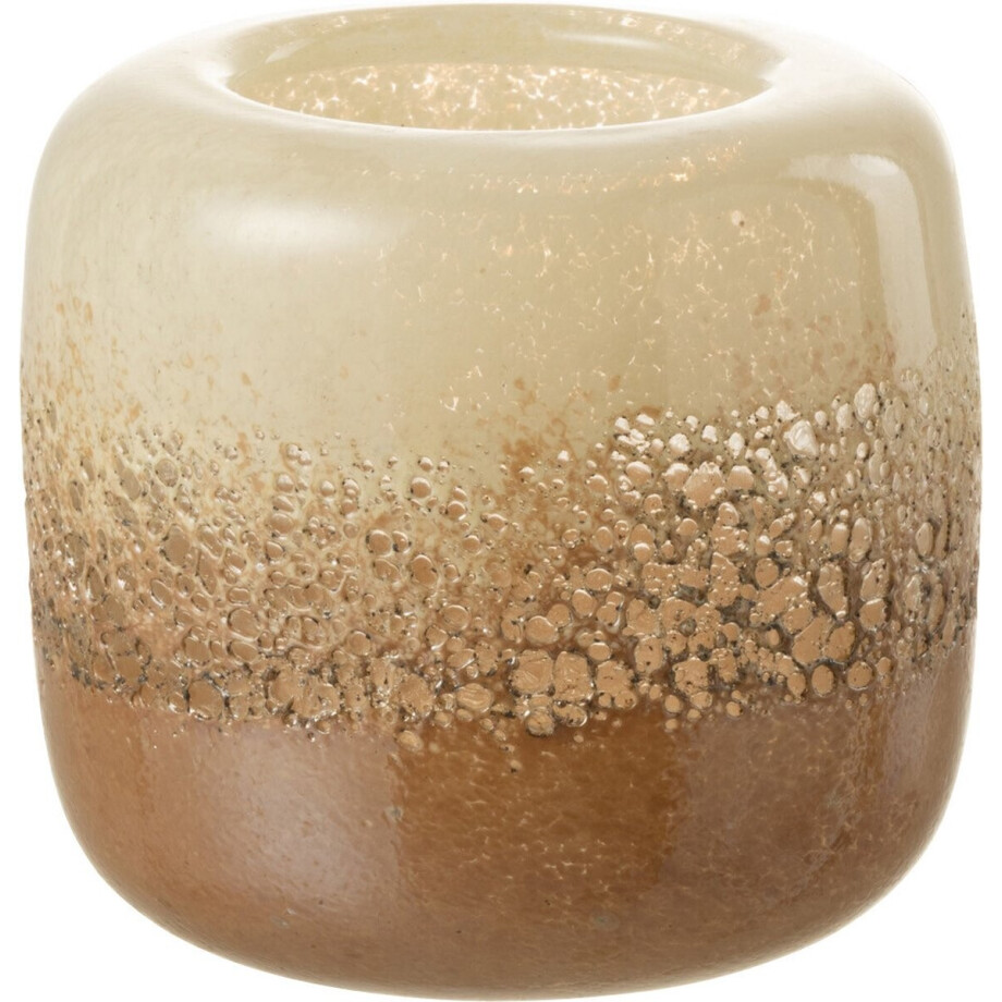 J-Line vaas Opi - glas - bruin/beige - small - Ø 15 cm afbeelding 1