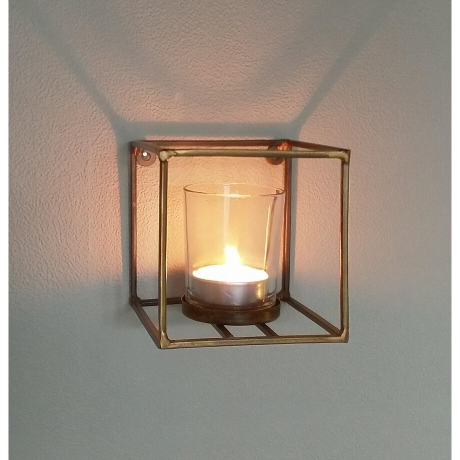 CottonCounts wandkandelaar Cube 14x14x14 cm Goud afbeelding 1